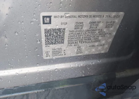 2020 GMC Terrain Sle z USA, uszkodzony, nr VIN 3GKALTEV6LL112251